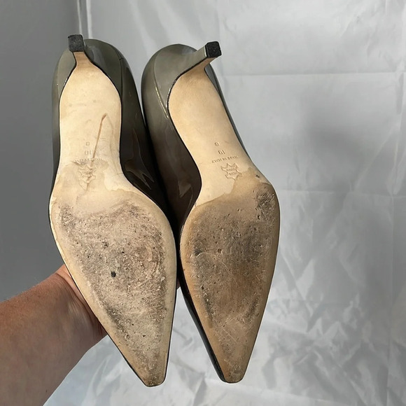 ROBERTO CAPUCCI Ombré Pointed Toe Pump Heels Fern Sage Green Patent Leather 10 - Picture 9 of 12